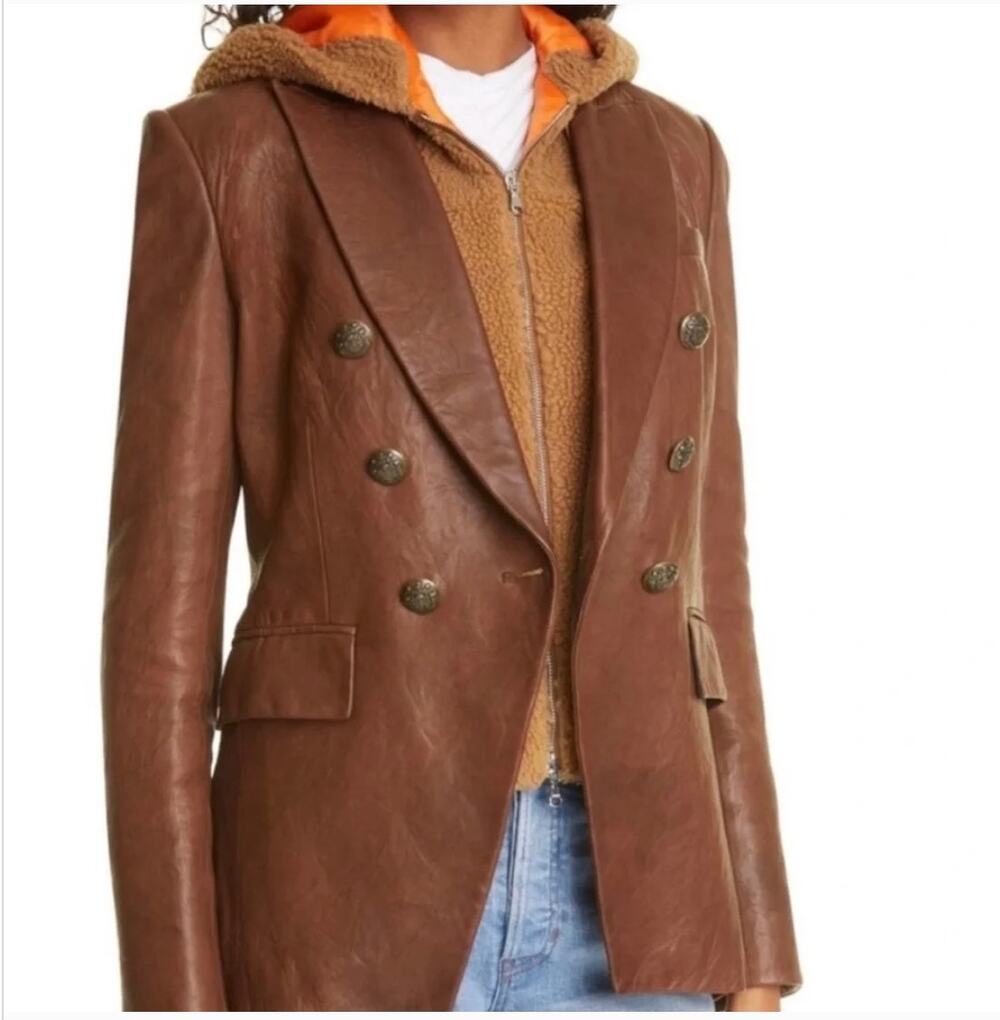 Veronica Beard Oakleigh Teddy Brown Hoodie Dickie Insert NWT 00-14